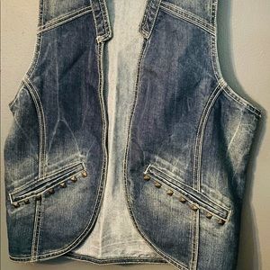 Men’s Denim Vest with studded pockets.